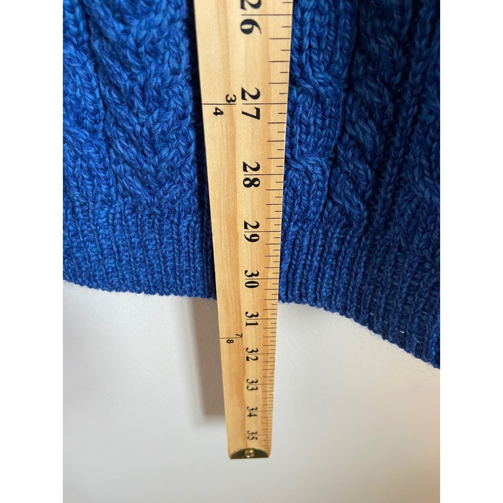 Kilronan Knitwear Merino Wool Cable Knit Cardigan Blue Ireland XL - Picture 5 of 7